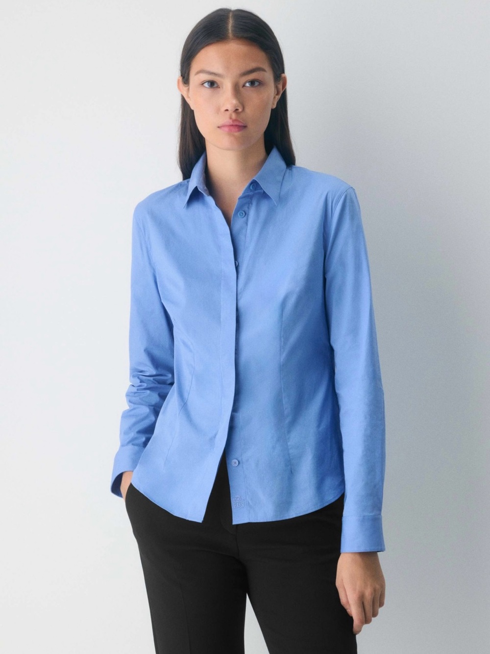 Babaton Chronicle Slim Poplin Shirt in Cornelia Blue